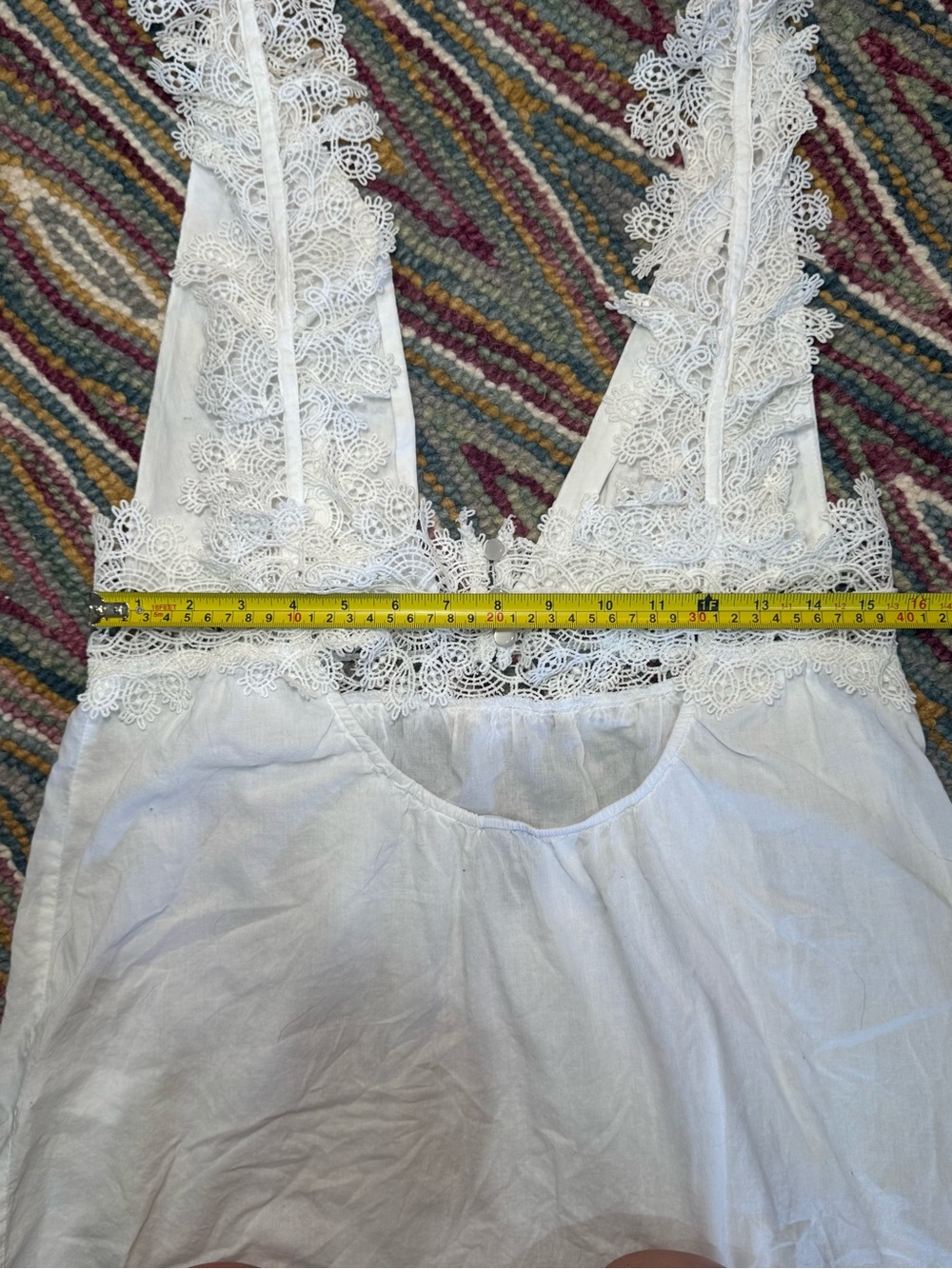 👙🤿🌴 ASOS White Lace-Trim V-Neck Mini Dress Coverup 🌴🤿👙 - Picture 11 of 12